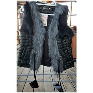 NWT Pleather and Faux Fur Vest M